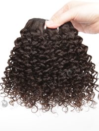 In Stock Brazilian Virgin Hair 10" 7mm Curl Natural Color Machine Weft SM-4104