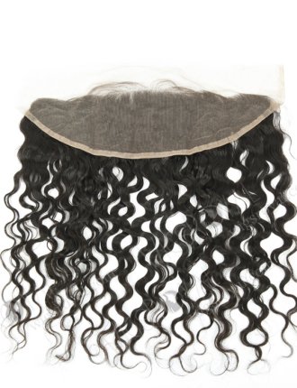 In Stock Indian Remy Hair 14" Natural Curly Natural Color Lace Frontal SKF-077