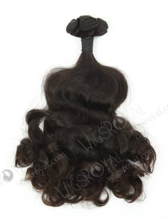 In Stock 7A Peruvian Virgin Hair 18" Double Drawn Wavy With Curl Tip Natural Color Machine Weft SM-677
