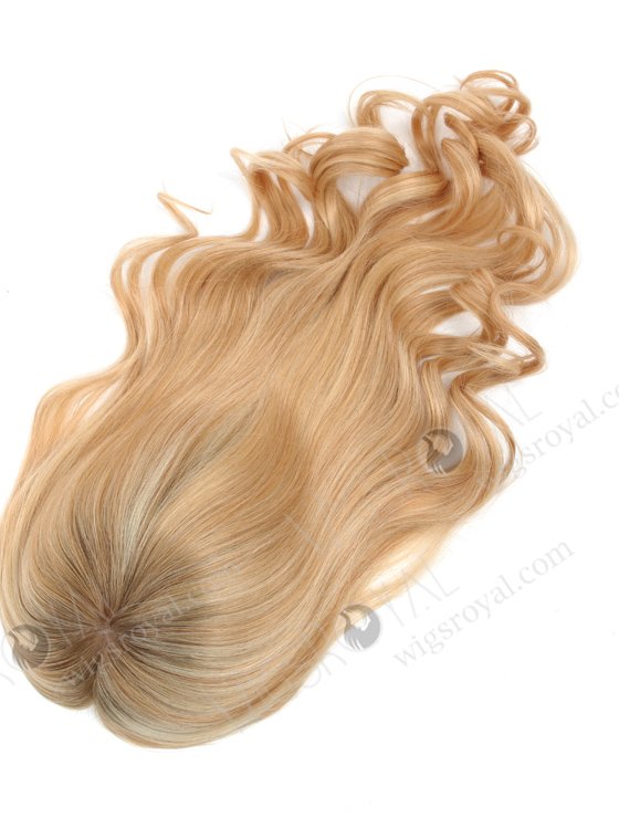 In Stock European Virgin Hair 18" Bouncy Curl 613#/18# highlights with roots 9# 7"×8" Silk Top Open Weft Human Hair Topper-067-13745