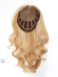 In Stock European Virgin Hair 18" Bouncy Curl 613#/18# highlights with roots 9# 7"×8" Silk Top Open Weft Human Hair Topper-067