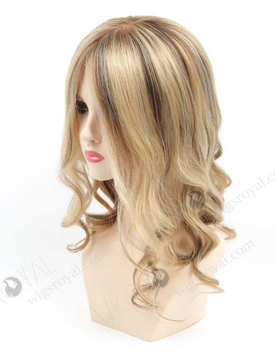 In Stock European Virgin Hair 16" Beach Wave 22#/4# highlights with roots 4# 7"×8" Silk Top Open Weft Human Hair Topper-069-13766