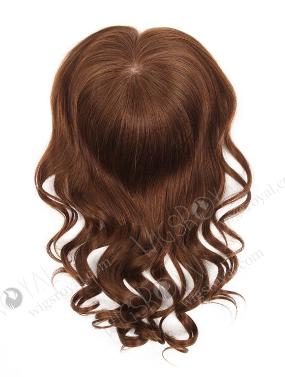 Luxury Wavy European Human Hair Topper for Thinning Crown | In Stock European Virgin Hair 16" Beach Wave 4# Color 7"×8" Silk Top Open Weft Human Hair Topper-061-13710