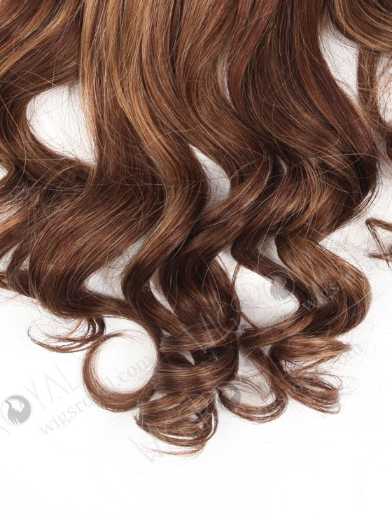 In Stock European Virgin Hair 18" Bouncy Curl 3/8# highlights with roots 3# 7"×8" Silk Top Open Weft Human Hair Topper-064-13727