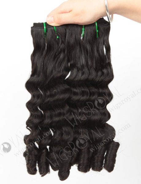 Double Drawn 16'' 5a Peruvian Virgin Deep Bouncy Curl Natural Color Hair Wefts WR-MW-160