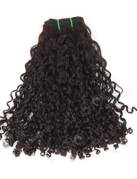 Double Drawn 14'' 5A Peruvian Virgin Pixie Curl Natural Color Hair Wefts WR-MW-168
