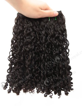 Double Drawn 14'' 5A Peruvian Virgin Pixie Curl Natural Color Hair Wefts WR-MW-168