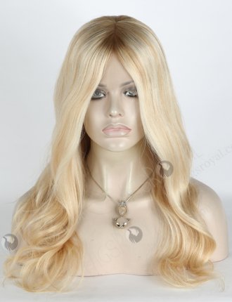 In Stock European Virgin Hair 18" Slight Wave T8/60/25/8# Highlights Color Lace Front Silk Top Glueless Wig GLL-08019