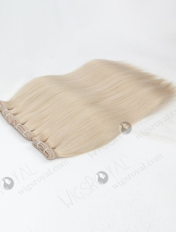 Platinum Blonde White Color Virgin Hair Flat Seamless Comfortable Hybrid Wefts WR-MW-187-14007