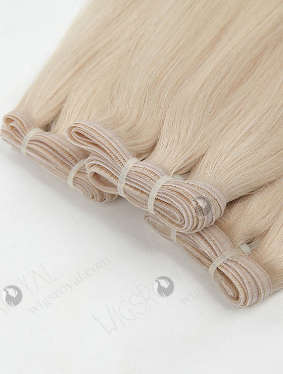 Platinum Blonde White Color Virgin Hair Flat Seamless Comfortable Hybrid Wefts WR-MW-187-14011