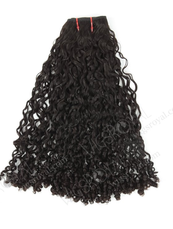 Double Drawn 20'' 5a Peruvian Virgin Root pixie curl Natural Color Hair Wefts WR-MW-154-15778