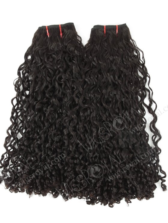Double Drawn 20'' 5a Peruvian Virgin Root pixie curl Natural Color Hair Wefts WR-MW-154-15781