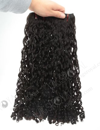 Double Drawn 20'' 5a Peruvian Virgin Root pixie curl Natural Color Hair Wefts WR-MW-154
