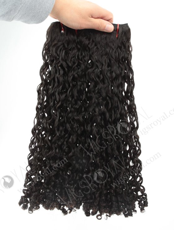 Double Drawn 20'' 5a Peruvian Virgin Root pixie curl Natural Color Hair Wefts WR-MW-154-15780