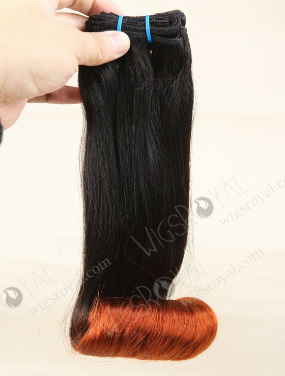 Best Quality Two Tone Peruvian Virgin Straight With Roll Curl Tip Human Hair Wefts WR-MW-118-15983