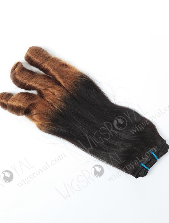 Two Tone Color Peruvian Virgin Straight With Spiral Curl Tip Human Hair Wefts WR-MW-126-15937