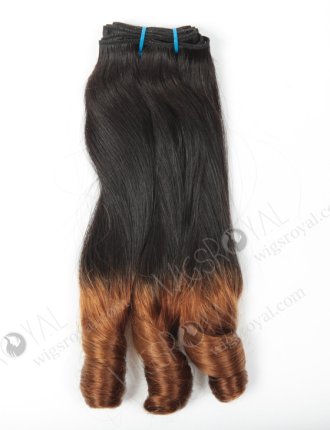 Two Tone Color Peruvian Virgin Straight With Spiral Curl Tip Human Hair Wefts WR-MW-126
