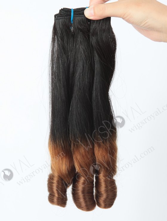 Two Tone Color Peruvian Virgin Straight With Spiral Curl Tip Human Hair Wefts WR-MW-126-15935
