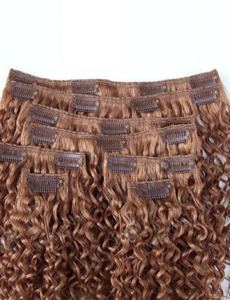 Hot Selling 7A Grade curly human hair clip in weft WR-CW-009