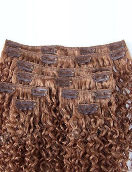 Hot Selling 7A Grade curly human hair clip in weft WR-CW-009