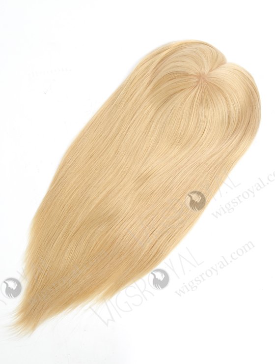 Best Real Human Hair Toppers for Women Blonde Color Full Volume | In Stock 6"*6" European Virgin Hair 16" All One Length Straight 22# Color Silk Top Hair Topper-073-17227