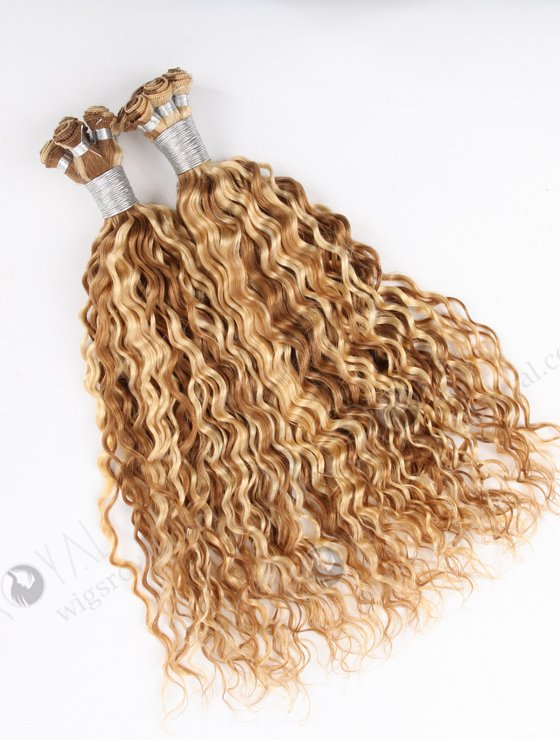 Deep Wave 18'' Brazilian Virgin 613/8# Piano Color Hand-tied Weft Hair Extensions WR-HTW-007-17151