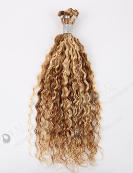 Deep Wave 18'' Brazilian Virgin 613/8# Piano Color Hand-tied Weft Hair Extensions WR-HTW-007