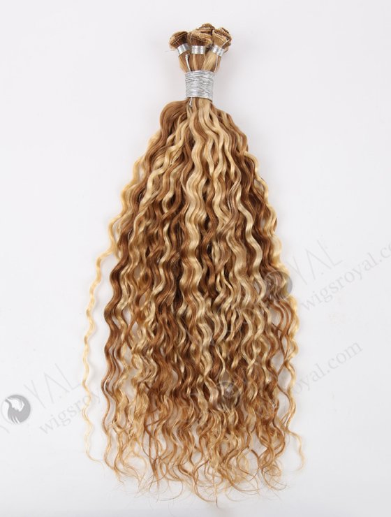 Deep Wave 18'' Brazilian Virgin 613/8# Piano Color Hand-tied Weft Hair Extensions WR-HTW-007-17134