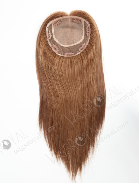 Clip On Seamless Silk Base Hair Topper Brown European Hair | In Stock 6"*6" European Virgin Hair 16" All One Length Straight 9# Color Silk Top Hair Topper-072-17203