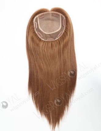 In Stock 6"*6" European Virgin Hair 16" All One Length Straight 9# Color Silk Top Hair Topper-072