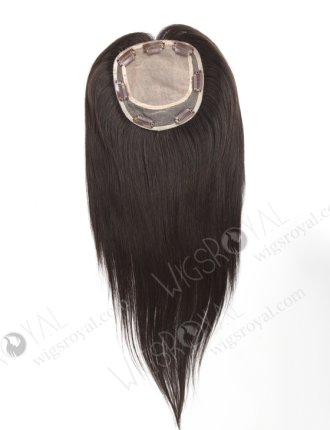 In Stock 5.5"*6" Indian Virgin Hair 16" Straight Natural Color Silk Top Hair Topper-014