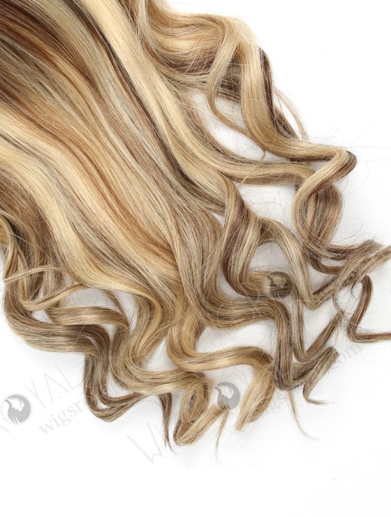 In Stock European Virgin Hair 16" Bouncy Curl 22#/4# highlights with roots 4# 7"×8" Silk Top Open Weft Human Hair Topper-070-17509