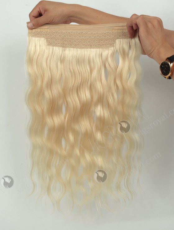 White Color Virgin Hair Invisible Headband Wire Clip in Halo Hair Extensions WR-HA-005-17578
