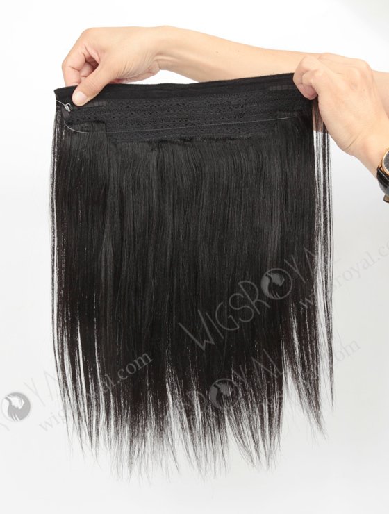 Indian Virgin 14'' Yaki 1b# Color Invisible Headband Wire Clip in Halo Hair Extensions WR-HA-010-17635