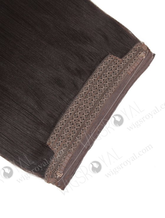 Human Hair 14'' Yaki 2# Color Invisible Headband Wire Clip in Halo Hair Extensions WR-HA-011-17640