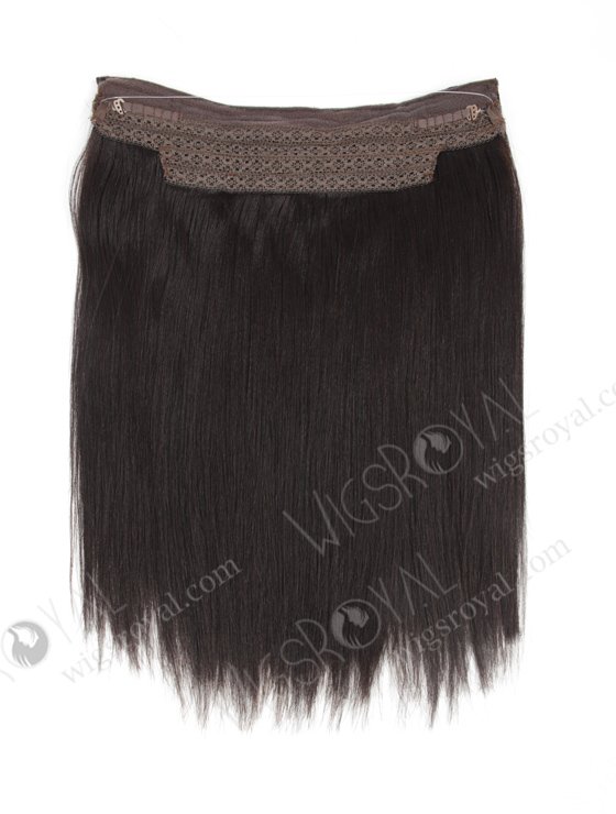 Human Hair 14'' Yaki 2# Color Invisible Headband Wire Clip in Halo Hair Extensions WR-HA-011-17644