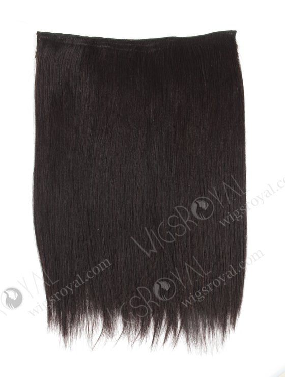 Human Hair 14'' Yaki 2# Color Invisible Headband Wire Clip in Halo Hair Extensions WR-HA-011-17645