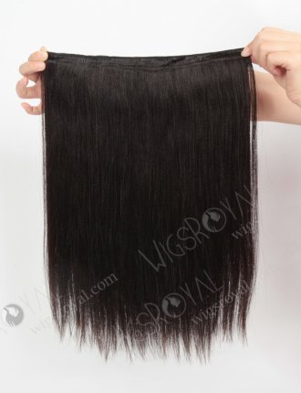Human Hair 14'' Yaki 2# Color Invisible Headband Wire Clip in Halo Hair Extensions WR-HA-011