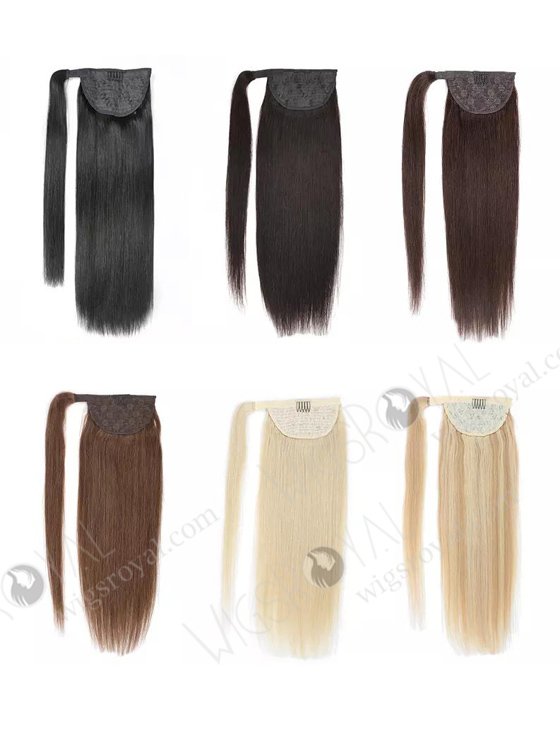 Top Quality Human Hair Braided Drawstring Wrap Straight Ponytails Clip in Hair Extension WR-PT-006-17533