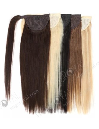 Top Quality Human Hair Braided Drawstring Wrap Straight Ponytails Clip in Hair Extension WR-PT-006