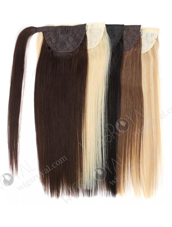 Top Quality Human Hair Braided Drawstring Wrap Straight Ponytails Clip in Hair Extension WR-PT-006-17534