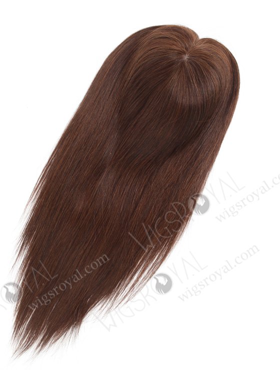 In Stock European Virgin Hair 16" Straight 2a# Color 7"×8" Silk Top Open Weft Human Hair Topper-062-17874