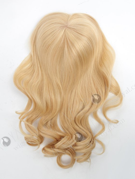In Stock European Virgin Hair 18" Bouncy Curl 24#/613# Highlights 7"×8" Silk Top Open Weft Human Hair Topper-071-17891