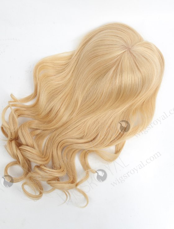 In Stock European Virgin Hair 18" Bouncy Curl 24#/613# Highlights 7"×8" Silk Top Open Weft Human Hair Topper-071-17889