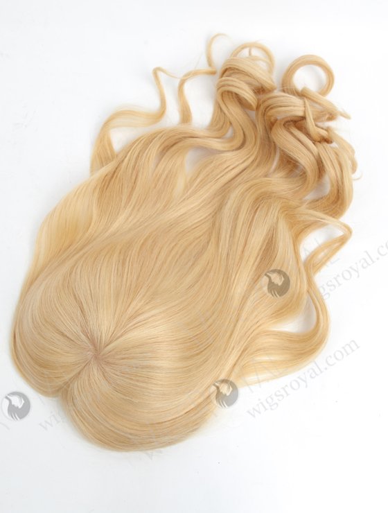 In Stock European Virgin Hair 18" Bouncy Curl 24#/613# Highlights 7"×8" Silk Top Open Weft Human Hair Topper-071-17890