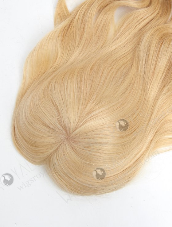 In Stock European Virgin Hair 18" Bouncy Curl 24#/613# Highlights 7"×8" Silk Top Open Weft Human Hair Topper-071-17887