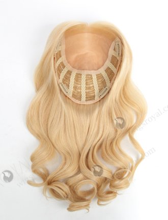 In Stock European Virgin Hair 18" Beach Wave 24#/613# Highlights 7"×8" Silk Top Open Weft Human Hair Topper-071