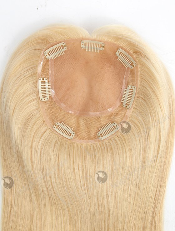 High Quality Blonde Hair Pieces Toppers Female Instant Volume | In Stock 5.5"*6" European Virgin Hair 16" Straight Color 613# Silk Top Hair Topper-041-17944