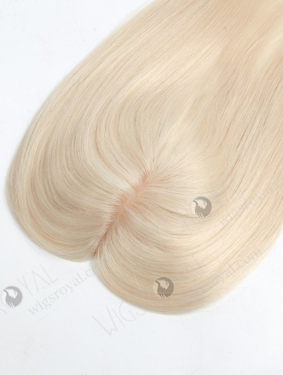 Best Quality Platinum Blonde White Human Hair Toppers | In Stock 5.5"*6" European Virgin Hair 16" Straight White Color Silk Top Hair Topper-042-17952
