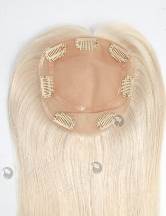 Best Quality Platinum Blonde White Human Hair Toppers | In Stock 5.5"*6" European Virgin Hair 16" Straight White Color Silk Top Hair Topper-042